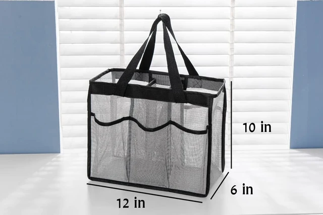 Alt view image 2 of 7 - Portable Toiletry Organizer for Bathroom Dorm Gym Camping, Mesh Shower Caddy Bag with Divided Main Section