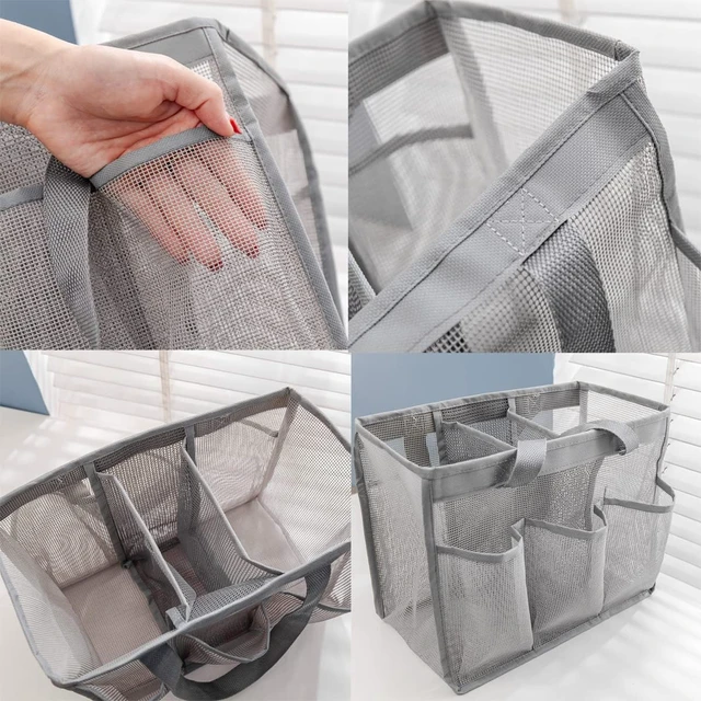Alt view image 3 of 7 - Portable Toiletry Organizer for Bathroom Dorm Gym Camping, Mesh Shower Caddy Bag with Divided Main Section