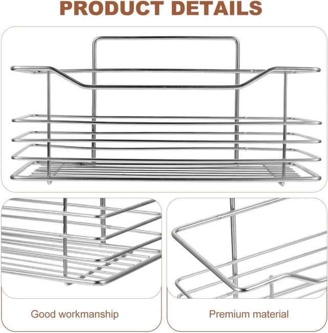 Alt view image 3 of 7 - Drill-Free Adhesive Bathroom Kitchen Wall Shelf Stainless Steel Storage Rack for Shampoo and Spice Bottles