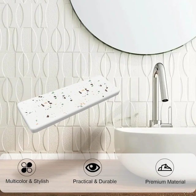 Alt view image 7 of 7 - Absorbent Countertop Rack Organizer, Sponge and Soap Dispenser Holder, Fast Drying Sink Caddy for Kitchen & Bathroom