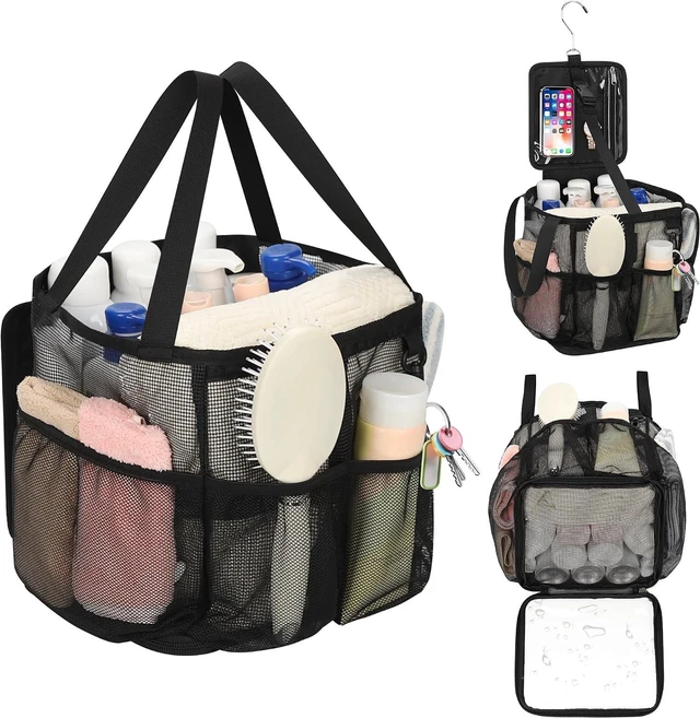Main image of Camping & Travel, Gym, Ideal for Dorms, Portable Mesh Shower Caddy - Large Capacity Toiletry Bag with 360° Hanging Hook & 4 Pockets