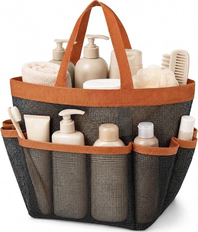 Main image of Large Mesh 9-Pocket Shower Caddy Basket for College Dorm Essentials