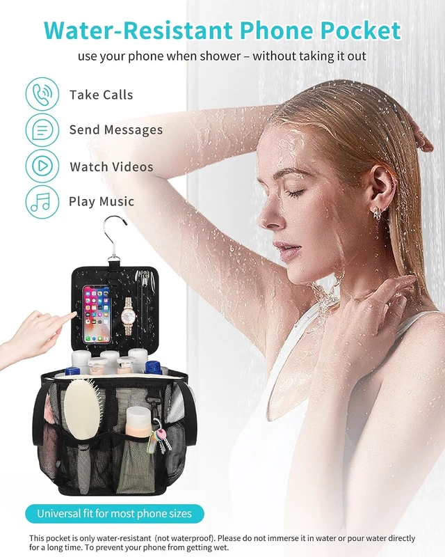 Alt view image 4 of 7 - Camping & Travel, Gym, Ideal for Dorms, Portable Mesh Shower Caddy - Large Capacity Toiletry Bag with 360° Hanging Hook & 4 Pockets