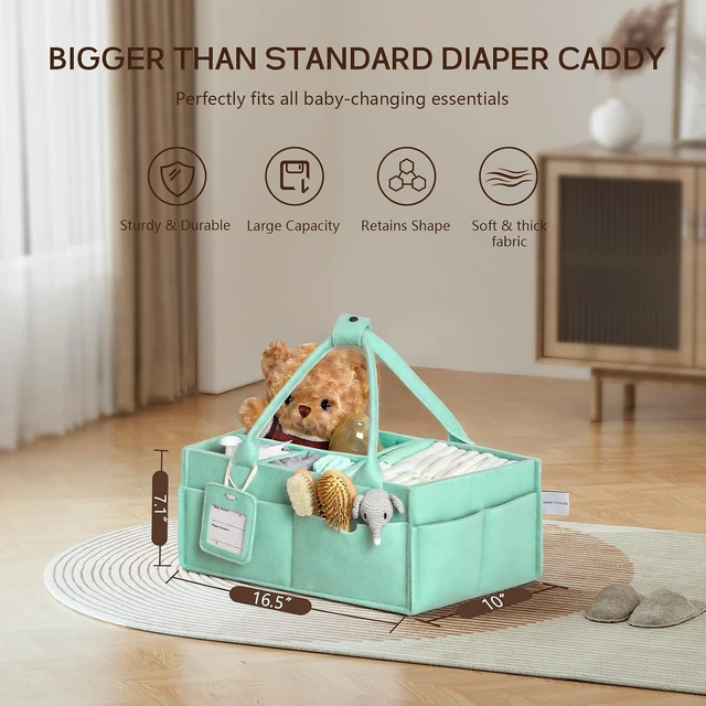 Alt view image 2 of 7 - Large Baby Diaper Caddy Organizer with Handle
