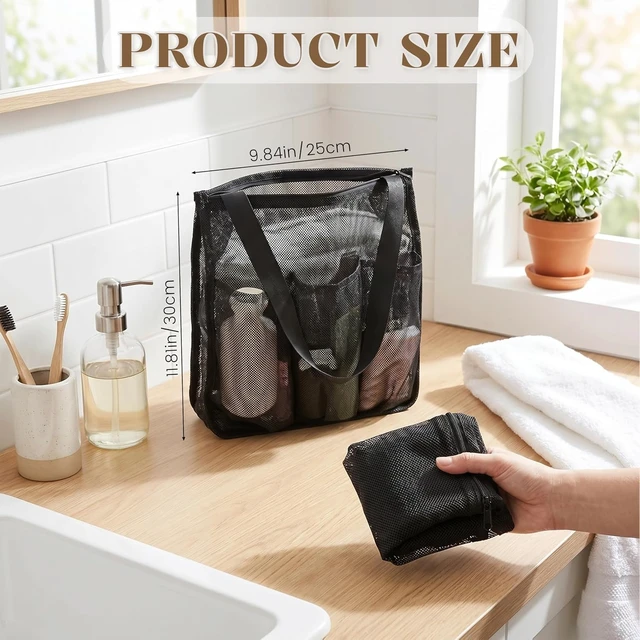 Alt view image 2 of 7 - Large Hanging Mesh Shower Caddy Beach Toiletry Organizer for Gym Dorm Travel Camping Bathroom Essentials