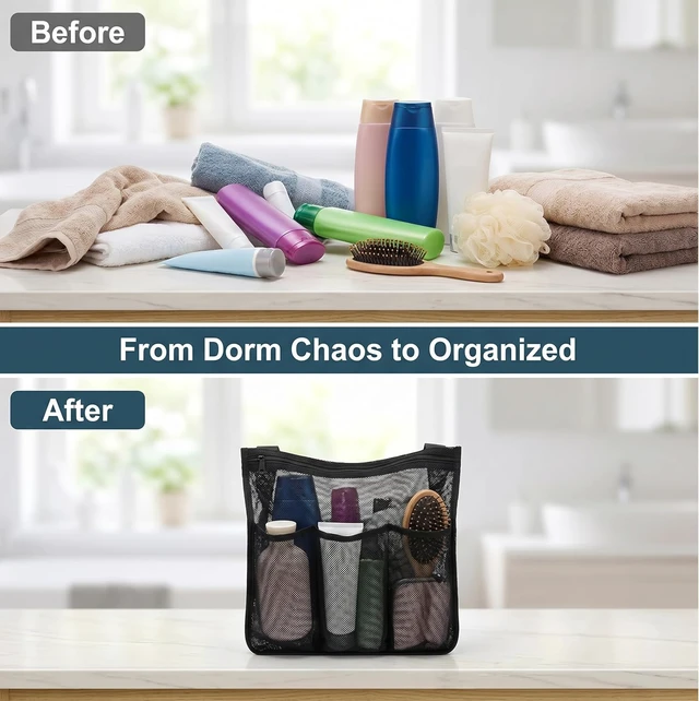 Alt view image 7 of 7 - Large Hanging Mesh Shower Caddy Beach Toiletry Organizer for Gym Dorm Travel Camping Bathroom Essentials