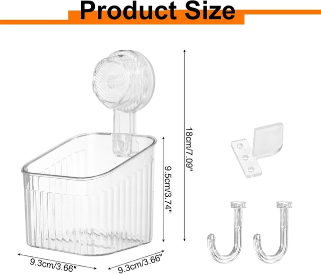 Alt view image 2 of 7 - Wall Mount Organizer Shelf Dispenser Rack Storage for Bathroom Kitchen, 1Pcs Clear Suction Cup Shower Caddy with Hooks