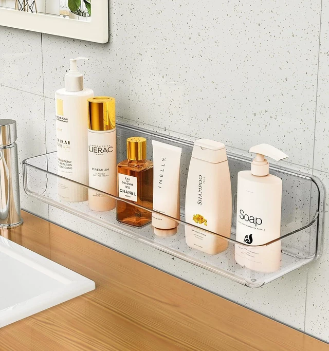 Main image of Transparent Acrylic Bathroom Shower Caddy Organizer with Adhesive Mounting
