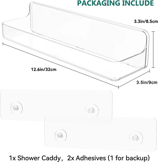 Alt view image 3 of 7 - Transparent Acrylic Bathroom Shower Caddy Organizer with Adhesive Mounting