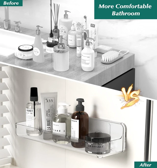 Alt view image 4 of 7 - Transparent Acrylic Bathroom Shower Caddy Organizer with Adhesive Mounting