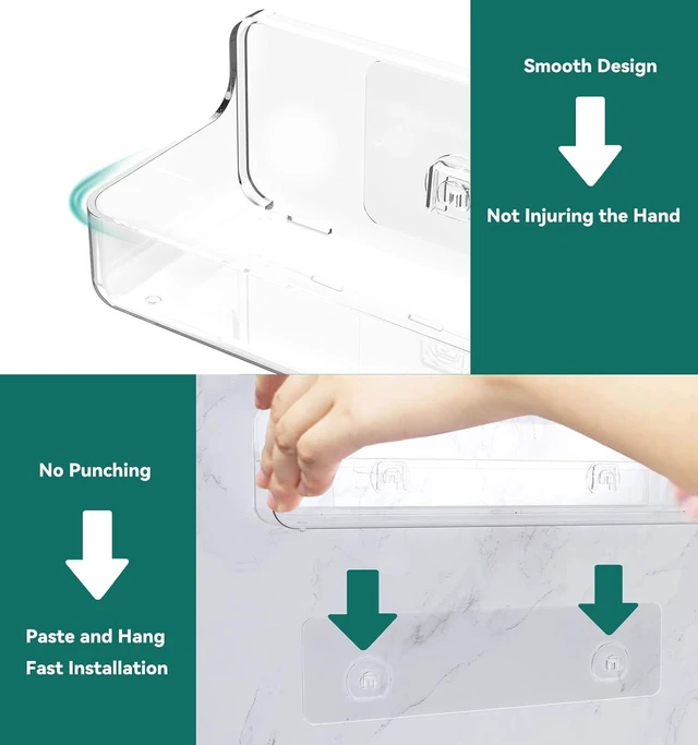 Alt view image 5 of 7 - Transparent Acrylic Bathroom Shower Caddy Organizer with Adhesive Mounting