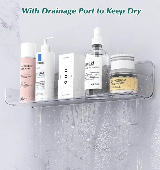 Alt view image 6 of 7 - Transparent Acrylic Bathroom Shower Caddy Organizer with Adhesive Mounting