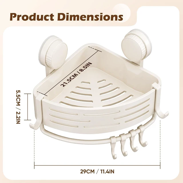 Alt view image 2 of 7 - ABS Suction Cup Corner Shower Organizer