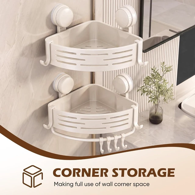 Alt view image 5 of 7 - ABS Suction Cup Corner Shower Organizer