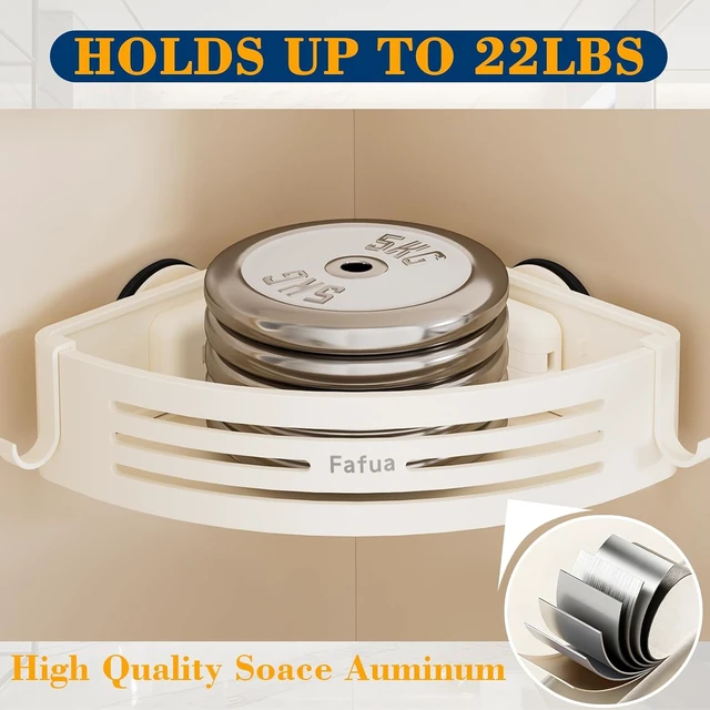 Alt view image 3 of 7 - Rustproof & Waterproof Removable Storage Rack, No-Drill Hanging Bathroom Organizer with Hooks, Suction Cup Corner Shower Shelf