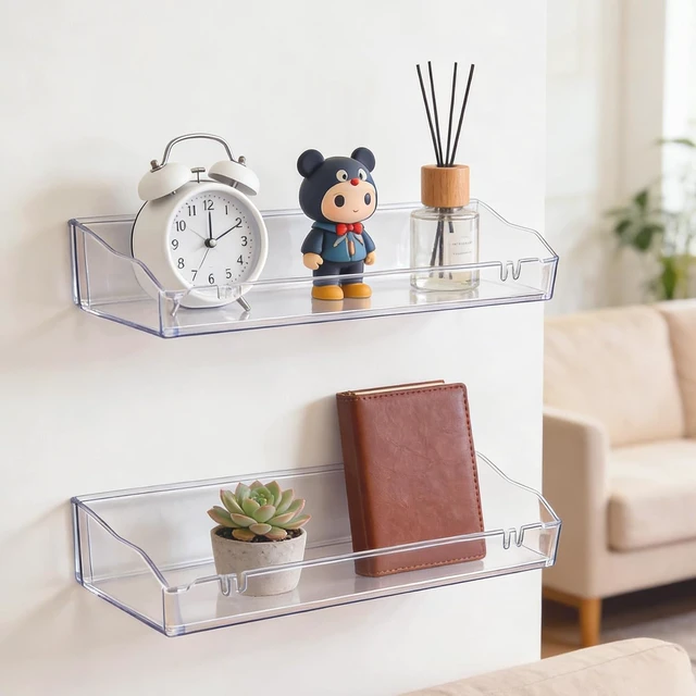 Alt view image 3 of 7 - Transparent Wall-Mounted Acrylic Storage Racks for Bathroom