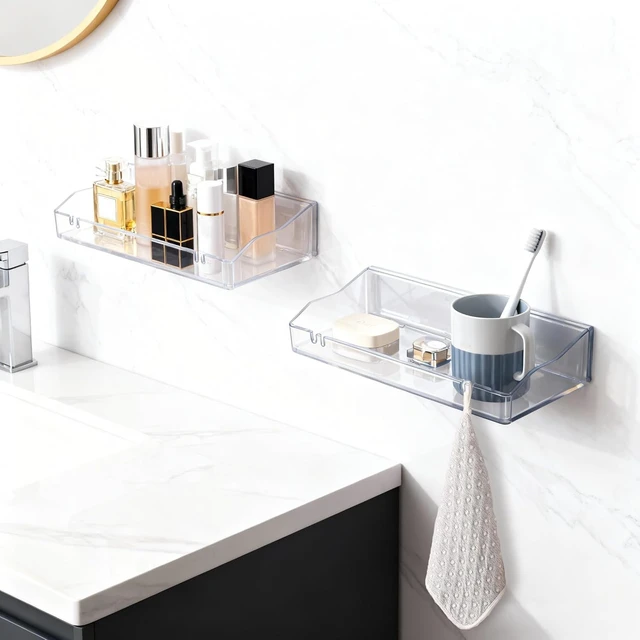Alt view image 4 of 7 - Transparent Wall-Mounted Acrylic Storage Racks for Bathroom