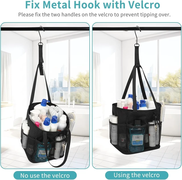 Alt view image 4 of 7 - Travel, Beach, Gym, Quick-Dry Toiletry Organizer with Multiple Pockets for Dorm, Portable Mesh Shower Tote Bag with Hanging Hook & Drawstring