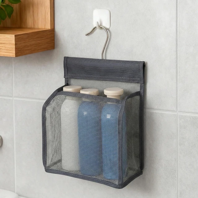 Alt view image 6 of 7 - Bathroom Storage for Dorm Gym Travel RV Swimming, Portable Mesh Hanging Shower Organizer Bag