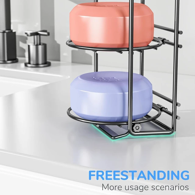 Alt view image 2 of 6 - Multi-Tier Shampoo Bar Holder for Bathroom Wall Decor, Galasily Self-Adhesive Freestanding Soap Dish with Drainage
