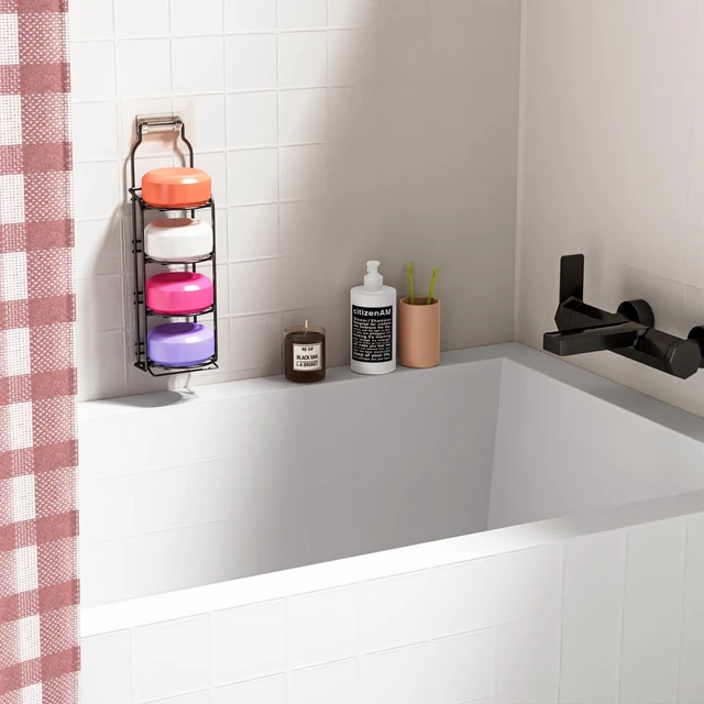 Alt view image 5 of 6 - Multi-Tier Shampoo Bar Holder for Bathroom Wall Decor, Galasily Self-Adhesive Freestanding Soap Dish with Drainage