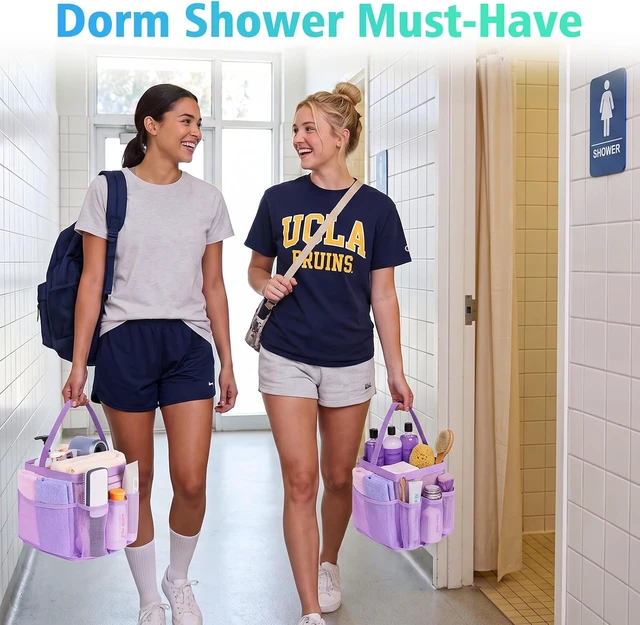 Alt view image 2 of 7 - Gym and Travel, Swimming, Beach, Mesh Portable Shower Caddy with 9-Pocket Large Capacity for College Dorm