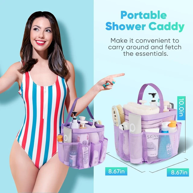 Alt view image 3 of 7 - Gym and Travel, Swimming, Beach, Mesh Portable Shower Caddy with 9-Pocket Large Capacity for College Dorm