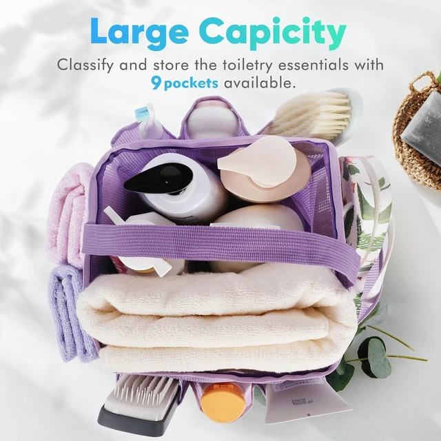 Alt view image 4 of 7 - Gym and Travel, Swimming, Beach, Mesh Portable Shower Caddy with 9-Pocket Large Capacity for College Dorm