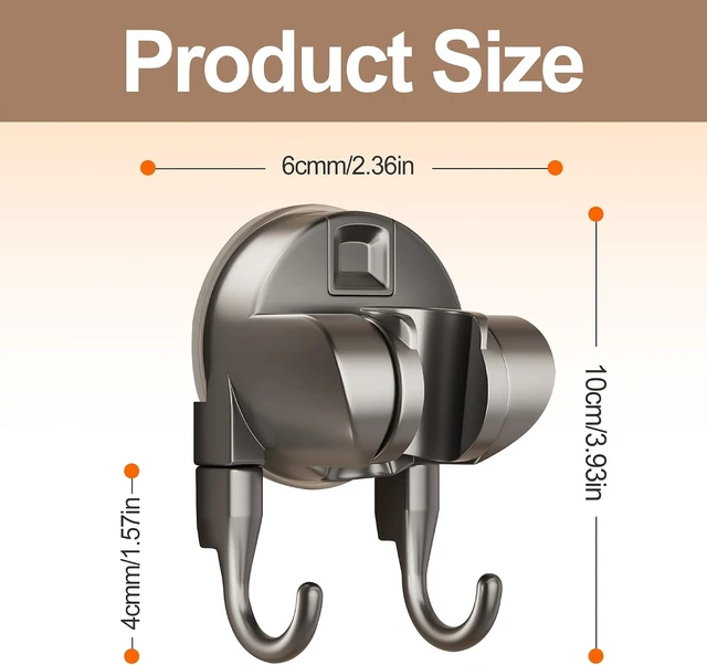 Alt view image 5 of 6 - Durable & Reusable, No-Drill Adjustable Wall Bracket with Hooks for Handheld Hose, Strong Suction Cup Shower Head Holder