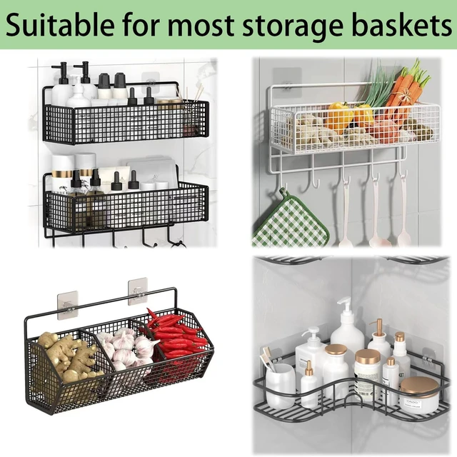 Alt view image 5 of 6 - Clear Strong Adhesive Shower Caddy Hooks No Drill Waterproof Wall Mount Organizers for Bathroom Kitchen Shelf Soap Spice Rack
