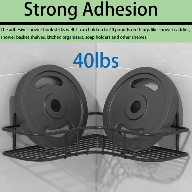 Alt view image 4 of 6 - Clear Strong Adhesive Shower Caddy Hooks No Drill Waterproof Wall Mount Organizers for Bathroom Kitchen Shelf Soap Spice Rack