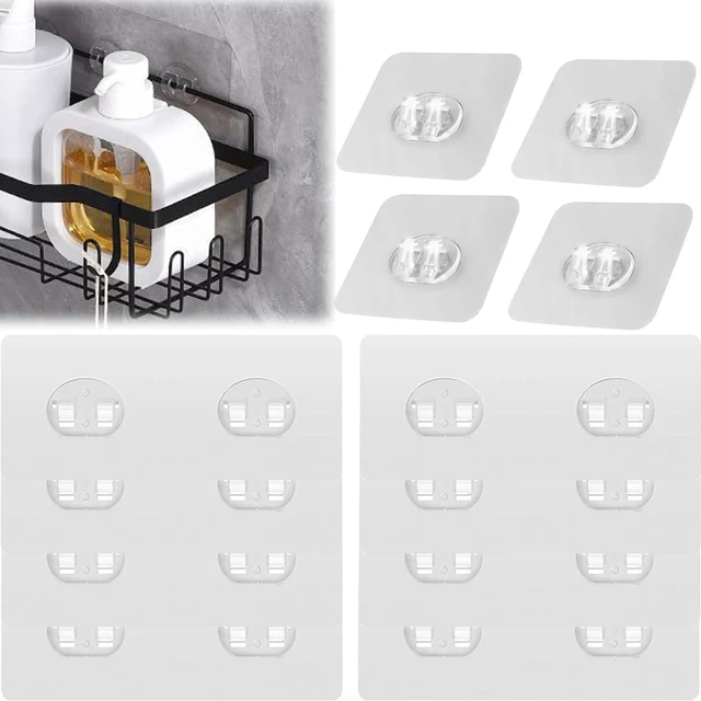 Main image of Clear Strong Adhesive Shower Caddy Hooks No Drill Waterproof Wall Mount Organizers for Bathroom Kitchen Shelf Soap Spice Rack