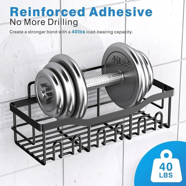 Alt view image 5 of 7 - Bathroom/Kitchen Storage Home Decor, Space-Saving Shower Shelves for Apartment Essentials, 5-Pack Rustproof Stainless Steel Shower Caddy Set No Drill Adhesive Bathroom Organizer