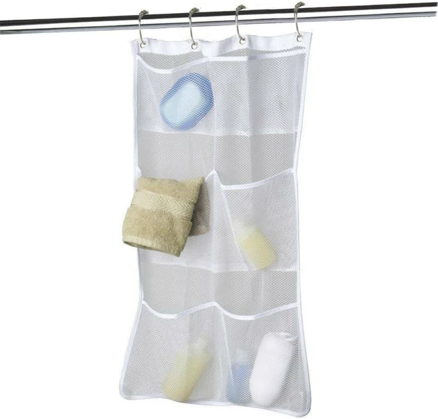Alt view image 5 of 6 - Quick Dry Mesh Hanging Caddy with Pockets and Shower Curtain Rod Hooks