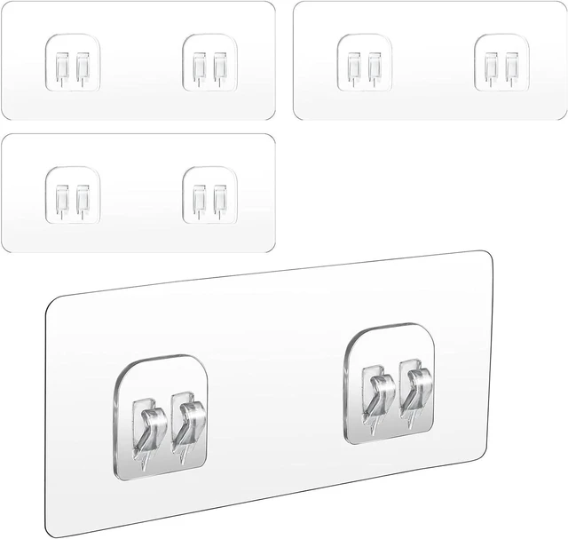 Main image of Double Claw Wall Hooks Stickers for Bathroom & Kitchen Corner Shelf, No-Drill Shower Caddy Adhesive Refill