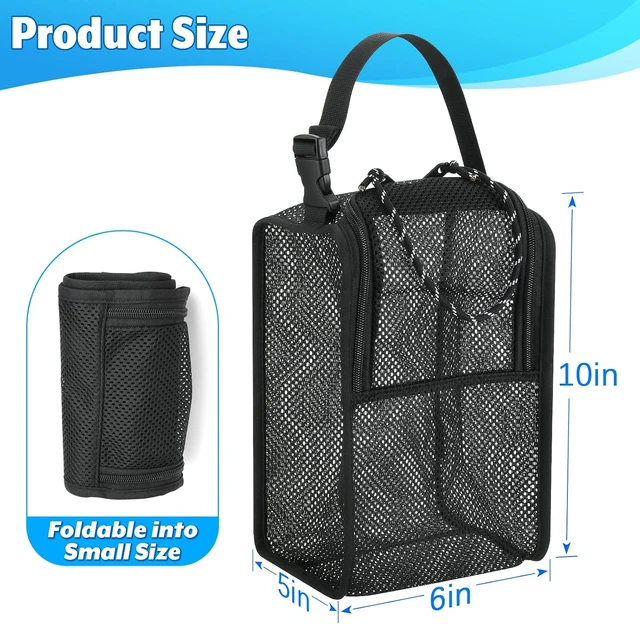 Alt view image 2 of 7 - Quick Dry Hanging Bath Organizer for Travel Gym Swimming Beach Camping & Dorm Room, Portable Mesh Shower Tote Bag with Double Zippers