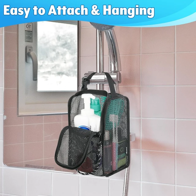Alt view image 5 of 7 - Quick Dry Hanging Bath Organizer for Travel Gym Swimming Beach Camping & Dorm Room, Portable Mesh Shower Tote Bag with Double Zippers