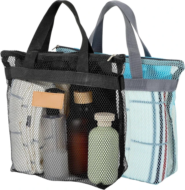 Main image of Dual Pack Portable Mesh Toiletry Shower Caddy with Handle