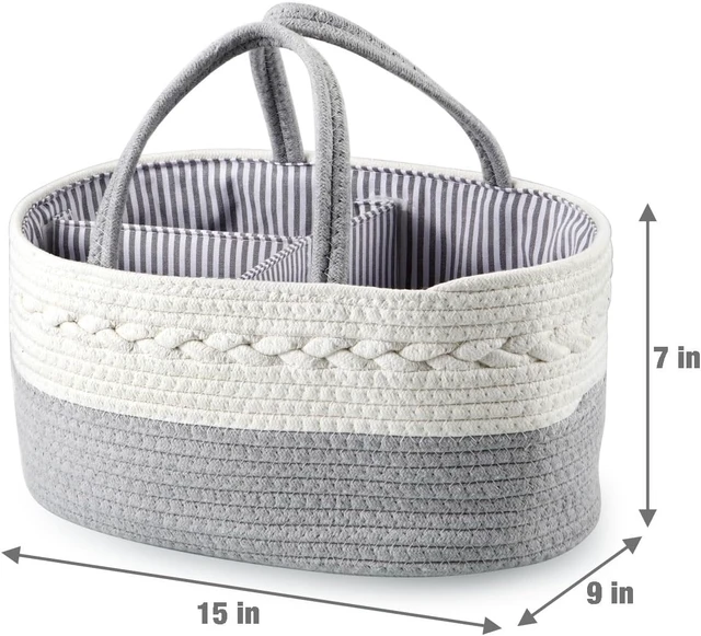 Alt view image 5 of 7 - Ideal Shower Gift, Travel Baby Diaper Basket for Newborns & Infants, Portable Cotton Rope Diaper Caddy Organizer
