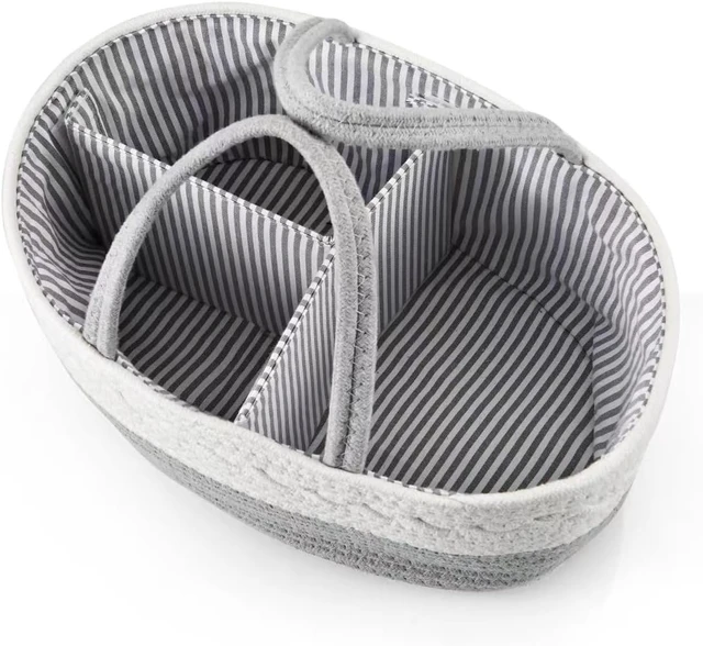 Alt view image 4 of 7 - Ideal Shower Gift, Travel Baby Diaper Basket for Newborns & Infants, Portable Cotton Rope Diaper Caddy Organizer