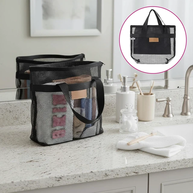 Alt view image 7 of 7 - Travel & Camping, Beach, Versatile Shower Caddy for Gym, Quick Dry Mesh Toiletry Bag with Zipper and Dual Pockets