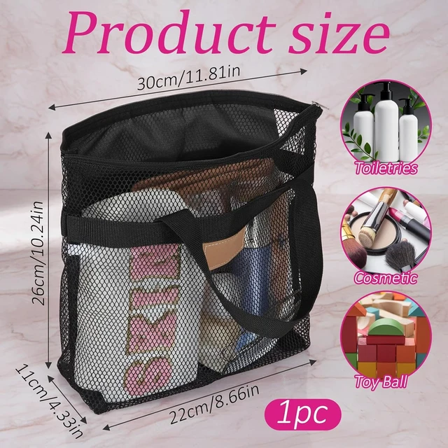 Alt view image 4 of 7 - Travel & Camping, Beach, Versatile Shower Caddy for Gym, Quick Dry Mesh Toiletry Bag with Zipper and Dual Pockets