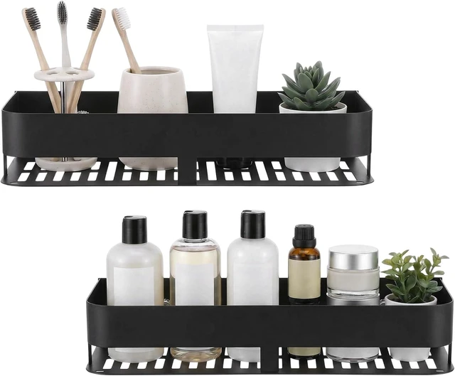 Main image of Tool-Free Installation, Heavy-Duty Wall-Mounted Storage Rack, Two-Tier Adhesive Bathroom Organizer, Aluminum Shower Caddy Set