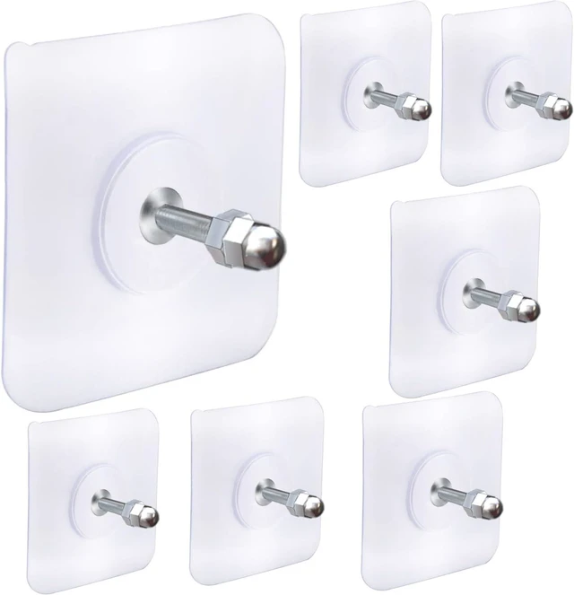 Main image of Strong Wall Mount Stickers for Bathroom Kitchen Organization, Clear Self-Adhesive Shower Caddy Hooks