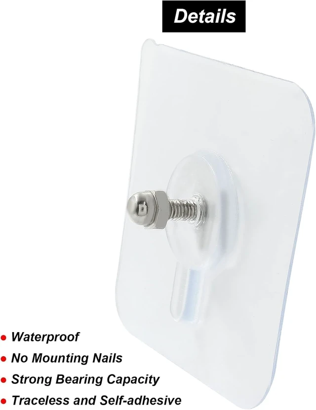 Alt view image 4 of 7 - Strong Wall Mount Stickers for Bathroom Kitchen Organization, Clear Self-Adhesive Shower Caddy Hooks