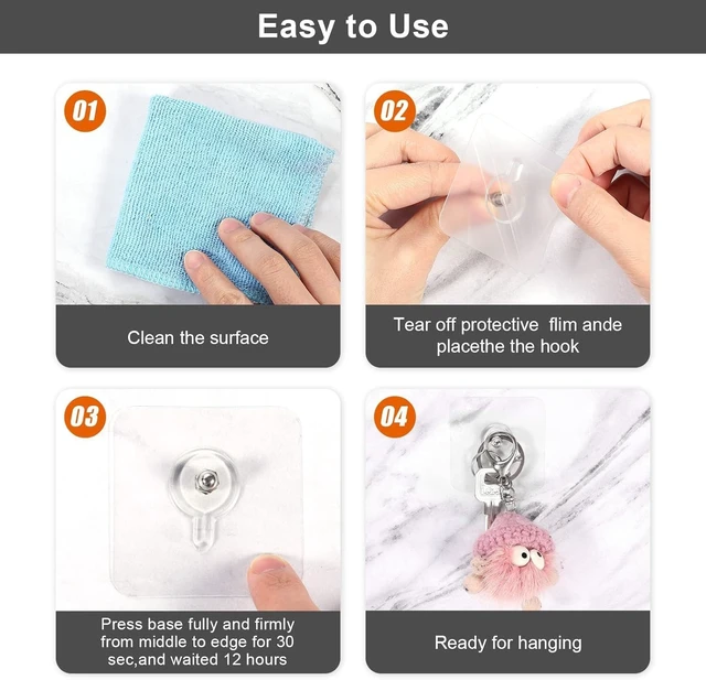 Alt view image 5 of 7 - Strong Wall Mount Stickers for Bathroom Kitchen Organization, Clear Self-Adhesive Shower Caddy Hooks