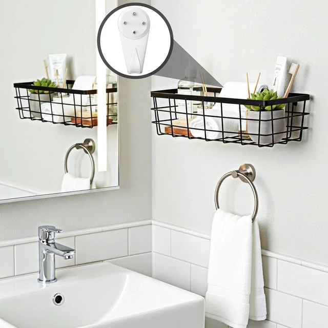 Alt view image 3 of 7 - Bathroom Shower Caddy, Kitchen Spice Rack & Cabinet Organizer, Wall Mount Storage Shelves, Rectangular Metal Wire Hanging Baskets