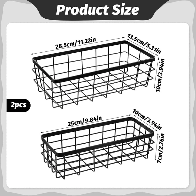 Alt view image 2 of 7 - Bathroom Shower Caddy, Kitchen Spice Rack & Cabinet Organizer, Wall Mount Storage Shelves, Rectangular Metal Wire Hanging Baskets