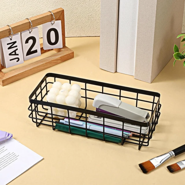 Alt view image 7 of 7 - Bathroom Shower Caddy, Kitchen Spice Rack & Cabinet Organizer, Wall Mount Storage Shelves, Rectangular Metal Wire Hanging Baskets