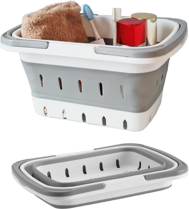 Main image of Camping & RV, Dorm, Perforated Portable Bathroom Organizer for Travel, Collapsible Plastic Shower Caddy with Handle